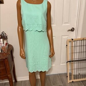 White House Black Market Light Green Lace Midi Dress